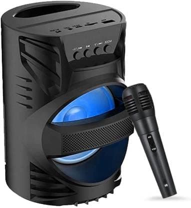 JBNB Upgraded Version WS-04 Loud Stereo Sound & Rich Bass Portable Wireless Rechargeable Multimedia System Karaoke Handle Speaker Splash Proof Led Color Changing Lights | Mini Home Theatre Free MIC