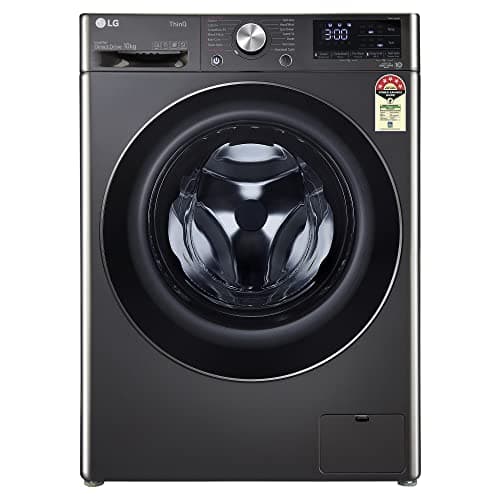 LG 10 Kg 5 Star Inverter Wi-Fi Fully-Automatic Front Load Washing Machine with In-Built Heater (FHP1410Z7B, Black Steel, AIDD Technology, 1400 RPM & Steam+)