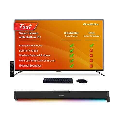 CloudWalker 165 cm (65 Inches) 4K UHD Smart LED Screen 65SUA7 (Black) Bundle with 50W 2.1 Channel Bluetooth Soundbar
