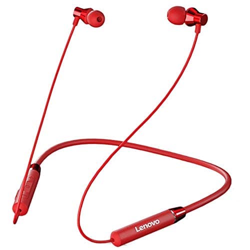 Lenovo HE05 Wireless Bluetooth Earphones, in-Ear Neckband Headphone with Mic (Red)