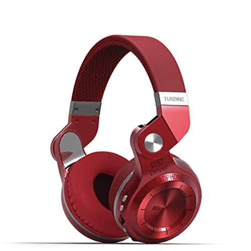 Bluedio T2 Plus Turbine Bluetooth Headphones with Mic/Micro SD Card Slot and FM Radio (Red)