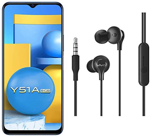 Vivo Y51A (Titanium Sapphire, 8GB RAM, 128GB RAB) + vivo Color Wired Earphones with Mic and 3.5mm Jack (Black)