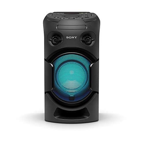 Sony MHC-V21D High Power Portable Party Speaker with Bluetooth Connectivity (Karaoke & Guitar Input, Speaker Light, Bluetooth & NFC, DVD Playb