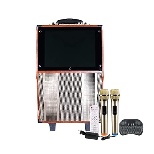 White Square PWS-20N Portable Trolley Party Bluetooth Speaker with Wireless Karaoke Mic Remote, Keypad, Adaptor, Android Functionality, Screen & Powerful Cinematic Sound. (PWS20N)