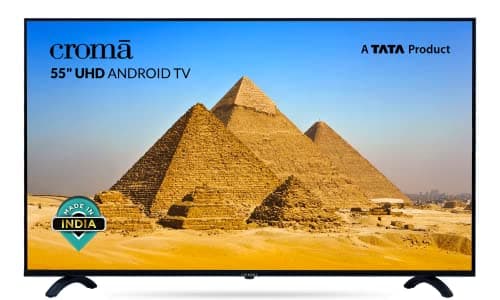 Croma 139 cm (55 Inches) 4K Ultra HD Certified Android Smart LED TV CREL055UOA024601 (Black) (2022 Model)