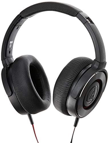 Audio-Technica Solid Bass ATH-WS550iSBK Over Ear Headphones with in-line Mic (Black/Red)