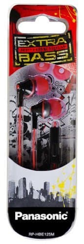 Panasonic - RP-HBE125M Extra Bass Earphones w/Mic - Universally Compatible