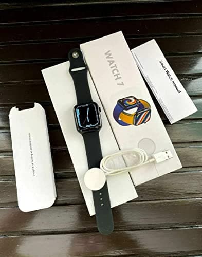 FIT FOREST GRACEFULLY CRAFTED K17 (Series 7) Smart Watch with Wireless Charging, Logo During on/Off, Calling & Notification - Activity Tracker Band for iOS & Android - Black