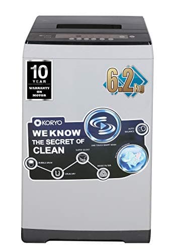 Koryo by Big Bazaar 6.2KG Top Loading Fully Automatic Washing Machine (KWM6218TL,Grey)