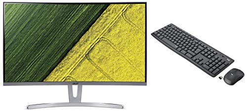 Acer 27-inch Full HD Curved LED Monitor with VA Panel, 250 Nits, 75 Hz, HDMI, VGA Ports, 3W x 2 Stereo Speakers - ED273 (White)+ Logitech Keyboard Com