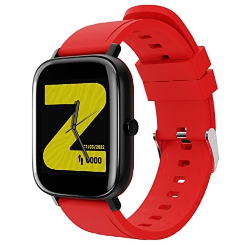 (Renewed) Zebronics ZEB-FIT280CH Smart Watch with Screen Size 3.55cm (1.39inch) 12 Sports Modes, IP68 Waterproof, Heart Rate, BP, SpO2, Caller ID, 7 Days Storage (Black+ Red)