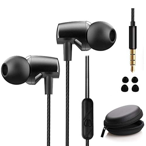 Meyaar Beex HF-62 Earphones with Super Heavy Bass 90%-Noise Isolating Earbuds with Microphone and Game Experience for All Headphone with Carry Case (B