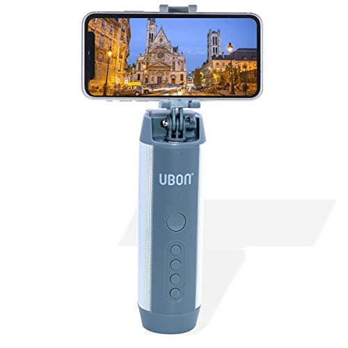 UBON SP-135 5-in-1 Bluetooth Wireless Speaker with Selfie Stick, LED Torch, USB/TF Card Music Playback & 1500 mAh Power Bank (5W, White)