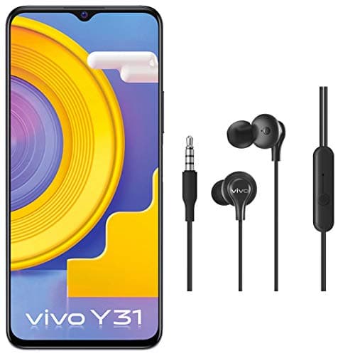 Vivo Y31 (Racing Black, 6GB RAM, 128GB RAB) + vivo Color Wired Earphones with Mic and 3.5mm Jack (Black)