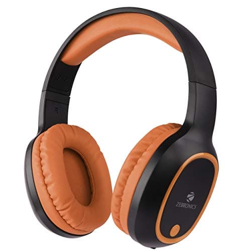 (Renewed) ZEBRONICS Zeb-Thunder Wireless BT Headphone with Built-in FM, AUX Connectivity and Micro SD Card Support (Brown)