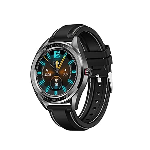 AQFIT W14 Fitness Smartwatch Activity Tracker| Waterproof | 4.2 Bluetooth | Metal Case | Full Touch Screen Display | for Men and Women(Black White)