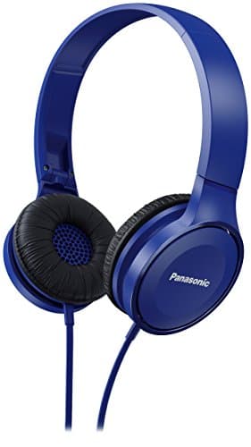 Panasonic On Ear Stereo Headphones RP-HF100ME-K with Integrated Mic and Controller, Travel-Fold Design, Matte Finish, Blue