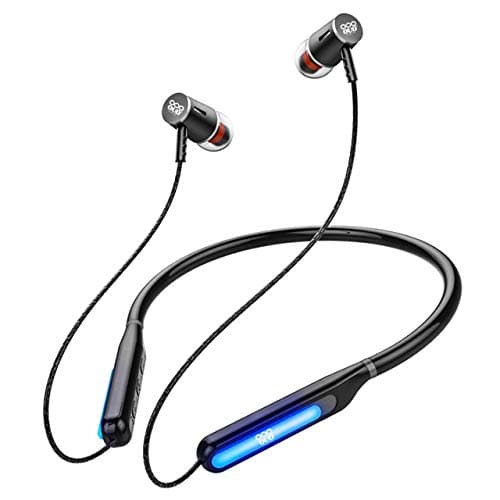 Oud® Wireless Neckband Bluetooth India's First LED Earphone with Mic, In Ear Portable Headphone with Deep Bass Dual EQ, Magnetic Earbuds, Sports R