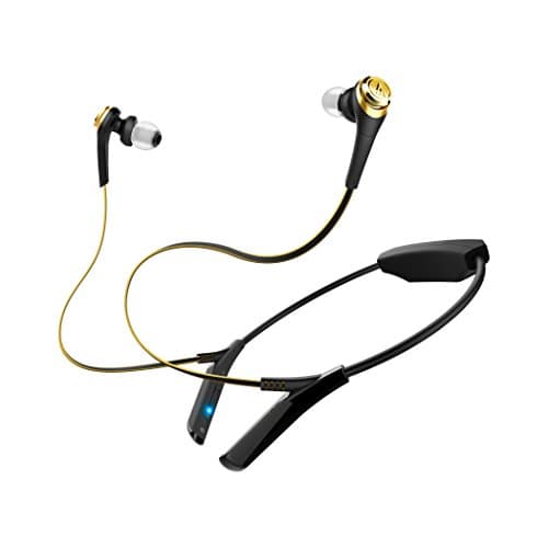 Audio-Technica ATH-CKS550BTBGD Solid Bass Wireless in-Ear Headphones with Mic & Control, Black-Gold