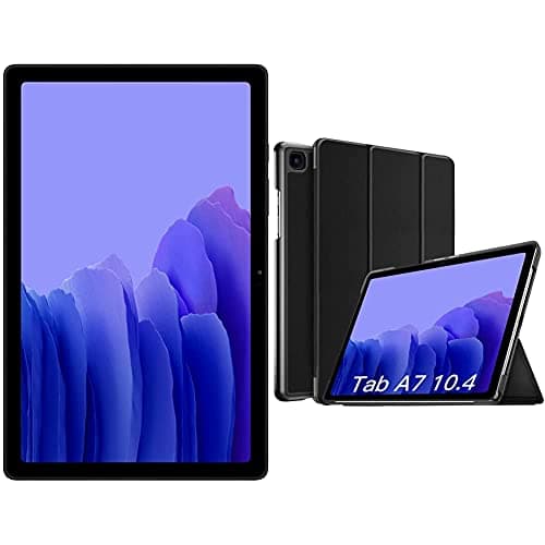 Samsung Galaxy Tab A7 26.31 cm (10.4 inch), Slim Metal Body, Quad Speakers with Dolby Atmos, RAM 3 GB, ROM 32 GB Expandable, Wi-Fi-only, Grey + Cover