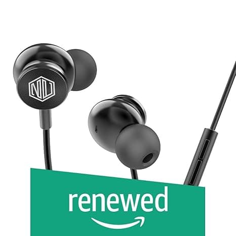 (Renewed) Nu Republic Jaxx 10 Wired Earphone with 10mm Drivers, Deep Bass and Mic - Black Headphones