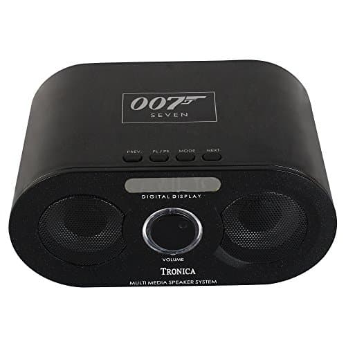 Tronica 007 Stereo Bluetooth/FM/USB/AUX Player with Remote & Dual Speakers (Black)