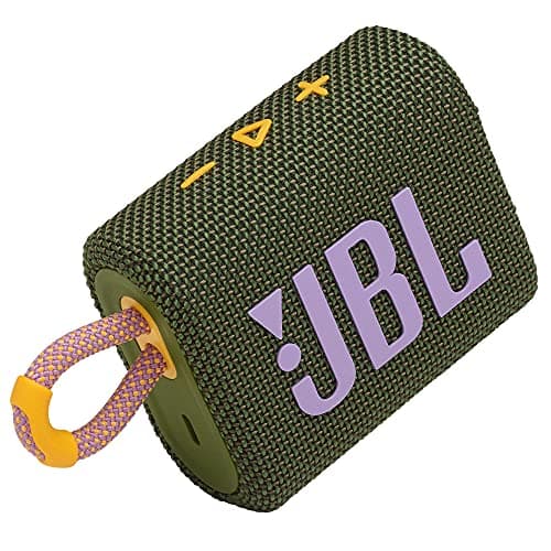 (Renewed) JBL Go 3, Wireless Ultra Portable Bluetooth Speaker, JBL Pro Sound, Vibrant Colors with Rugged Fabric Design, Waterproof, Type C (Without Mic, Green)