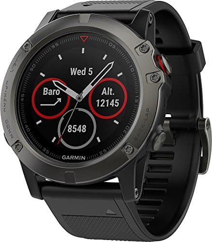 Garmin Fenix 5X Sapphire, Ultimate Multisport GPS Smartwatch with Heart Rate Monitoring, Black with Black Band