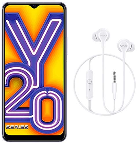 Vivo Y20A (Dawn White, 3GB, 64GB) with No Cost EMI/Additional Exchange Offers + vivo Color Wired Earphones with Mic and 3.5mm Jack (White)