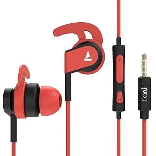 (Renewed) boAt Bassheads 242 in Ear Wired Earphones with Mic(Red)