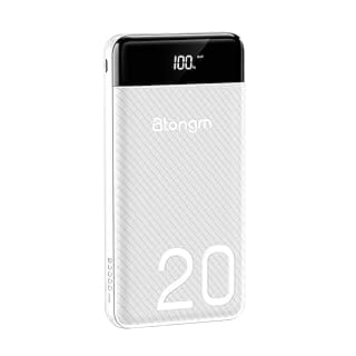 atongm 20000mAh Portable Double USB Port Li-Polymer External Battery with Digital Display for Mobile Phones Power Bank (White)