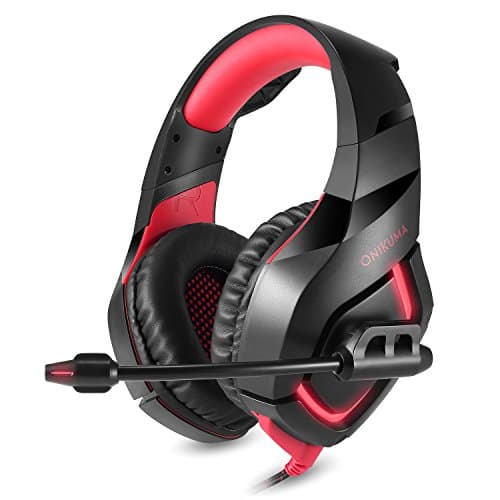 Onikuma K1 Stereo Over-Ear Noise Isolation Gaming Headset (Red and Black)