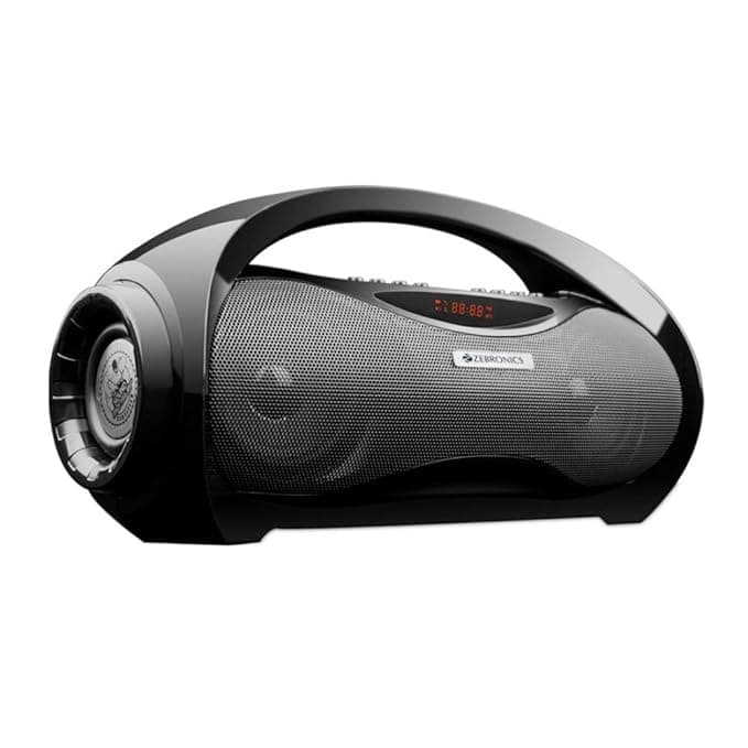 Zebronics Zeb-Axel Portable BT Speaker with, mSD, USB, AUX, FM,Mic & Dual Drivers (Black) PC Speakers