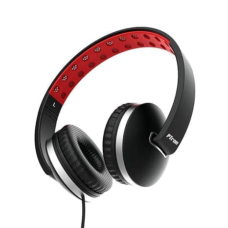PTron Rebel Stereo On The Ear Wired Headphones with Mic - (Red)