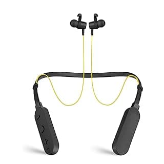 (Renewed) Nu Republic Rebop 2 in-Ear Bluetooth Neckband Earphones with Vibration Notification, 12 hrs Battery Life, Foldable Design, in-Line Controls with Mic-Yellow & Black