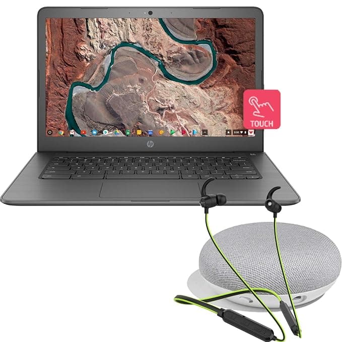 HP Chromebook 14-Inch Touchscreen Laptop with Bluetooth Wireless Headset and Voice enabled smart speaker (Intel N3350/4GB/64GB, Cloud storage/Chrome O