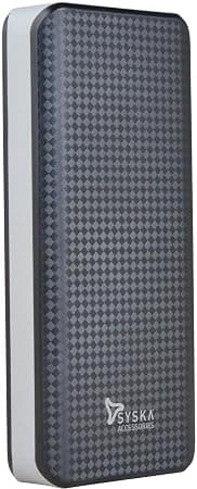 Syska Power Shell100 10000mAH Lithium-Ion Power Bank (10W, Dual USB Output, Micro & Type-C Input) (Black-Grey) Chargers
