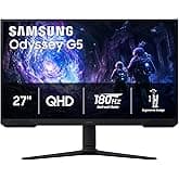 Samsung 27" Odyssey G5 (G51F) Series QHD (1440P) Gaming Monitor | 180Hz, 1ms, AMD FreeSync, HDR10, Height Adj Stand, Black Eq