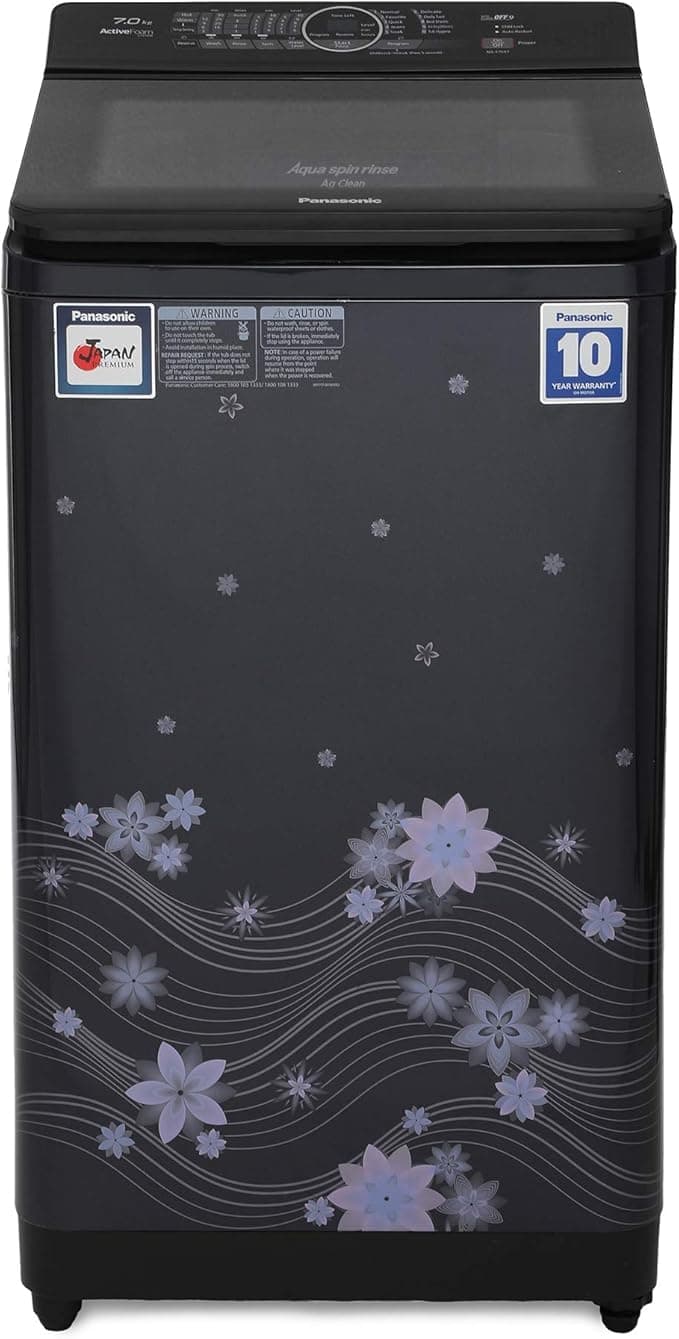 Panasonic 7 kg Fully-Automatic Top Loading Washing Machine (NA-F70X7ARB, Floral Blue) Washing Machines & Dryers