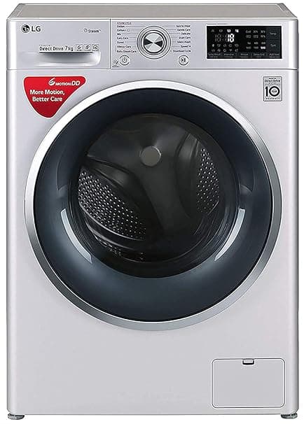 LG 7 kg Inverter Fully-Automatic Front Loading Washing Machine (FHT1207SWL.ALSPEIL, Silver, Inbuilt Heater) Washing Machines & Dryers
