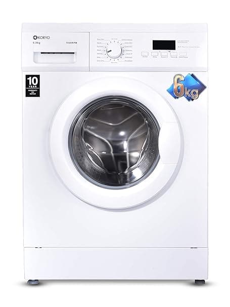 Koryo 6 kg Fully-Automatic Front Loading Washing Machine (KWM1060FL, White, inbuilt Heater) Washing Machines & Dryers