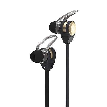 Nu Republic Jaxx M Wired Earphone with Ultra Bass (Black and Gold) In-Ear