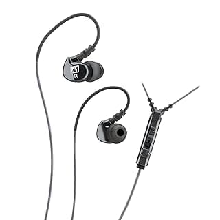 (Renewed) MEE Audio Sport-Fi M6P Memory Wire In-Ear Headphones with Microphone, Remote, and Universal Volume Control (Black)