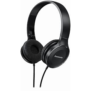 Panasonic On Ear Stereo Headphones RP-HF100ME-K with Integrated Mic and Controller, Travel-Fold Design, Matte Finish, Black
