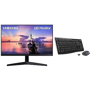 Samsung 24 inch (60.4 cm) IPS, Bezel Less Flat LED Monitor (Dark Blue Gray) 75 Hz -LF24T350FHWXXL+ Logitech Keyboard Combo