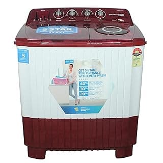 Voltas Beko 7 Kg 5 Star Semi-Automatic Top Loading Washing Machine (WTT70ABRT, Burgundy)