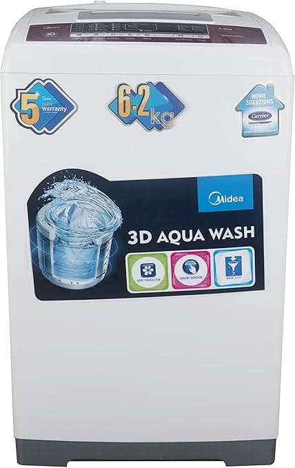 Midea 6.2 kg Fully-Automatic Top Loading Washing Machine (MWMTL062M31, White) Washing Machines & Dryers
