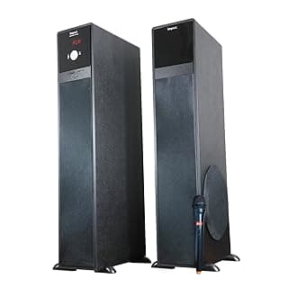 Impex Thunder-T2 Plus 80 Watts 2.0 Channel Multimedia Tower Speaker with USB/SD/TF/FM Radio/AUX/Bluetooth/Wireless Mic & Remote Function (Black)