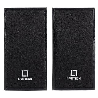 Live Tech SP08 Black Wooden USB Speakers with Rich Bass Experience for Multimedia Devices (Black)