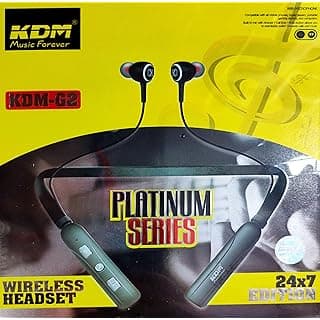 KDM G2 Platinum Series 24x7 Edition Neckband Wireless Earphone with Magnetic Ear Buds, Splash and Sweat Proof, up to 23hrs Battery (Black)